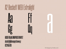 A2 Beckett WEB Extralight Version 2.002;PS 2.2;hotconv 1.0.88;makeotf.lib2.5.647800; ttfautohint (v1.4) Font Sample