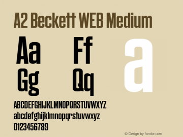 A2 Beckett WEB Medium Version 2.002;PS 2.2;hotconv 1.0.88;makeotf.lib2.5.647800; ttfautohint (v1.4) Font Sample