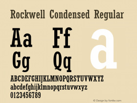 Rockwell Condensed Version 1.65 Font Sample