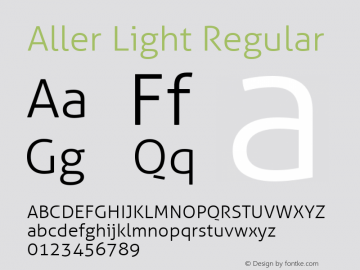 Aller Light Regular Version 1.00 Font Sample