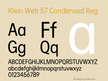 Klein Web 57 Condensed Reg Regular Version 1.1 2017 Font Sample