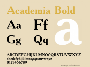 Academia Bold Unknown Font Sample