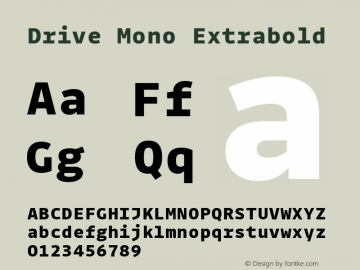 Drive Mono Extrabold Version 1.300 Font Sample