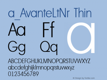 a_AvanteLtNr Thin Macromedia Fontographer 4.1 10.11.97 Font Sample