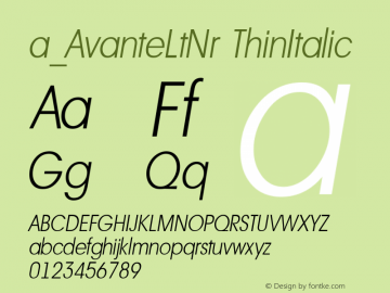 a_AvanteLtNr ThinItalic Macromedia Fontographer 4.1 10.11.97图片样张