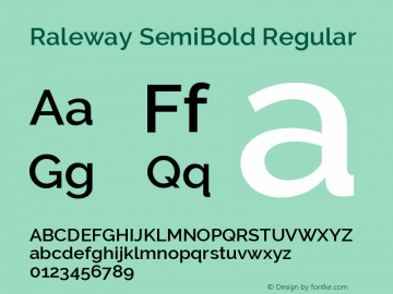 Raleway SemiBold Version 3.000g; ttfautohint (v1.5) -l 8 -r 28 -G 28 -x 14 -D latn -f cyrl -w G -c -X 