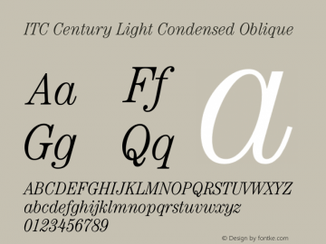 ITC Century Light Condensed Oblique Version 001.000图片样张