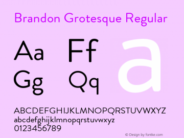 BrandonGrotesque-Regular Version 001.000 Font Sample