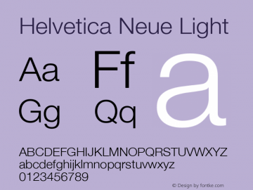 Helvetica Neue Light 10.0d40e1 Font Sample