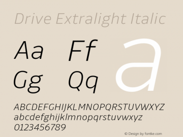 Drive Extralight Italic Version 1.300图片样张