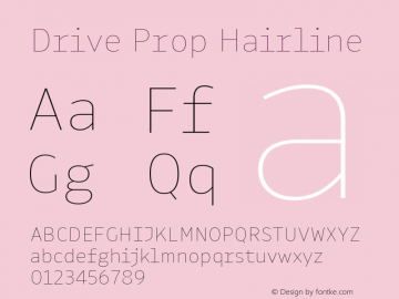 Drive Prop Hairline Version 1.300 Font Sample