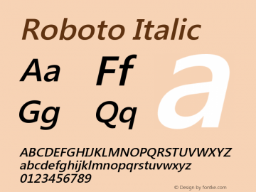 Roboto-Italic Version 2.00 June 3, 2016 Font Sample