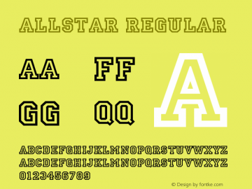 Allstar Regular Altsys Fontographer 3.5  4/10/93 Font Sample