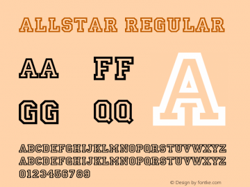 Allstar Regular Version 1.0 17-12-2002 Font Sample