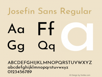 Josefin Sans Regular Version 2.000 Font Sample