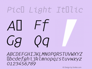 Pica Light Italic Macromedia Fontographer 4.1J 06/08/2006图片样张