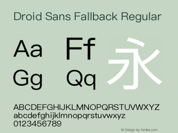 Droid Sans Fallback Version 1.00c Font Sample