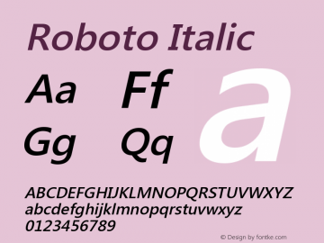 Roboto-Italic Version 2.00 June 3, 2016 Font Sample