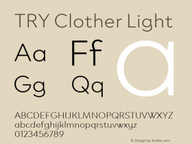 TRY Clother Light Version 1.100 Font Sample