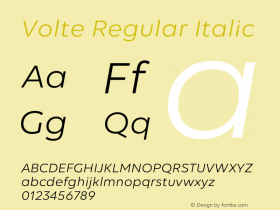 Volte-RegularItalic Version 1.000;PS 001.000;hotconv 1.0.88;makeotf.lib2.5.64775图片样张