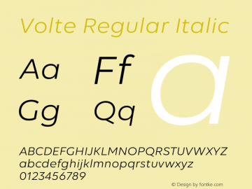 Volte-RegularItalic Version 1.000;PS 001.000;hotconv 1.0.88;makeotf.lib2.5.64775 Font Sample