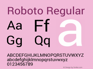 Roboto Regular Version 1.100141; 2013 Font Sample