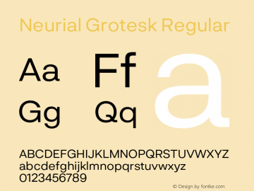 Neurial Grotesk Regular Version 1.000;PS 001.000;hotconv 1.0.88;makeotf.lib2.5.64775 Font Sample