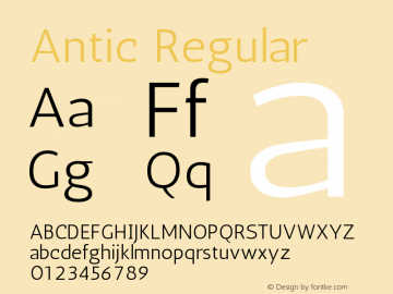 Antic Version 1.0002 Font Sample