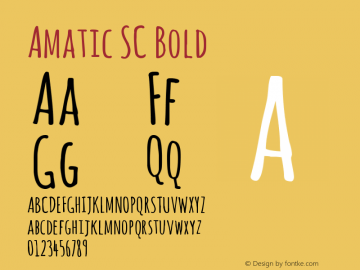 Amatic SC Bold Version 1.002 Font Sample