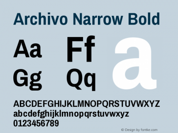 Archivo Narrow Bold 1.002; ttfautohint (v0.8)图片样张