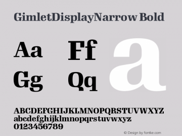 Gimlet Display Narrow Bold Version 1.0 Font Sample