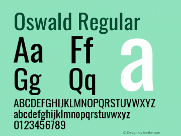 Oswald Regular Version 4.100 Font Sample