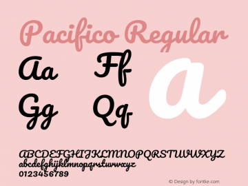 Pacifico Regular Version 2.100 Font Sample
