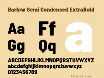 Barlow Semi Condensed ExtraBold Version 1.403 Font Sample