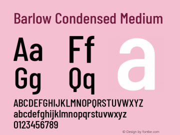 Barlow Condensed Medium Version 1.403 Font Sample