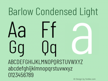 Barlow Condensed Light Version 1.403 Font Sample