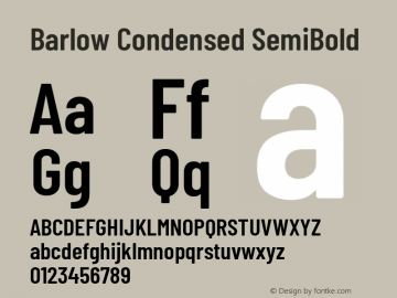 Barlow Condensed SemiBold Version 1.403 Font Sample