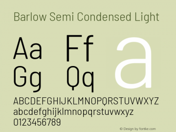Barlow Semi Condensed Light Version 1.403 Font Sample