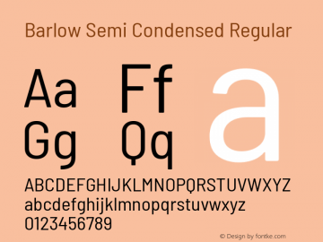Barlow Semi Condensed Regular Version 1.403 Font Sample
