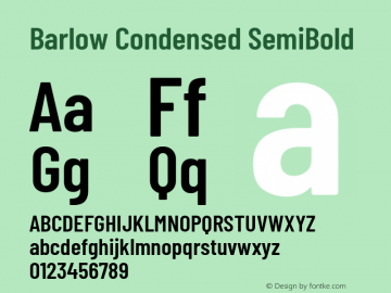 Barlow Condensed SemiBold Version 1.403 Font Sample