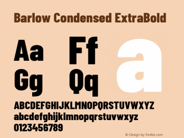 Barlow Condensed ExtraBold Version 1.403 Font Sample