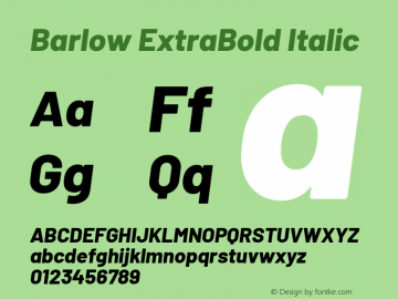 Barlow ExtraBold Italic Version 1.403 Font Sample