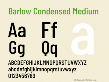 Barlow Condensed Medium Version 1.403 Font Sample