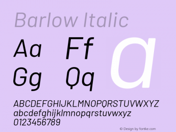 Barlow Italic Version 1.403 Font Sample