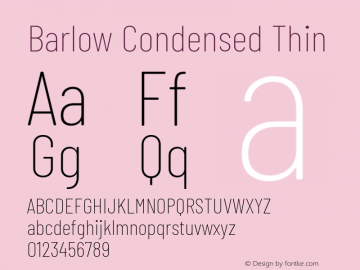 Barlow Condensed Thin Version 1.403 Font Sample