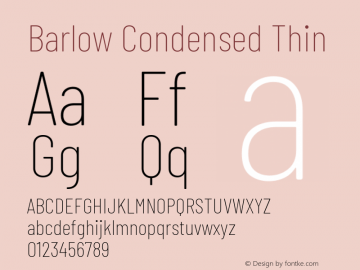 Barlow Condensed Thin Version 1.403 Font Sample