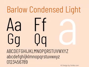 Barlow Condensed Light Version 1.403 Font Sample