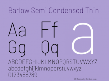 Barlow Semi Condensed Thin Version 1.403 Font Sample