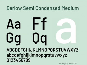 Barlow Semi Condensed Medium Version 1.403 Font Sample