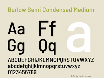 Barlow Semi Condensed Medium Version 1.403 Font Sample